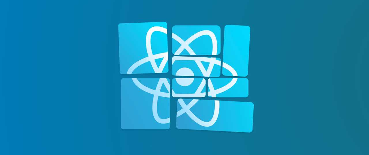The React logo broken into modular pieces